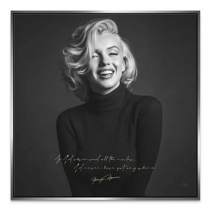 Marilyn Monroe Smile Canvas Art - Black & White Portrait - Image 8