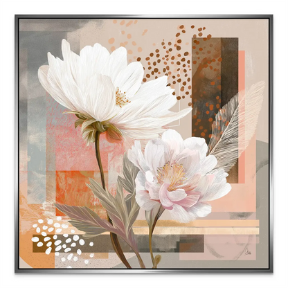 Asymmetrical composition with two focal blooms in a calming contemporary interior.