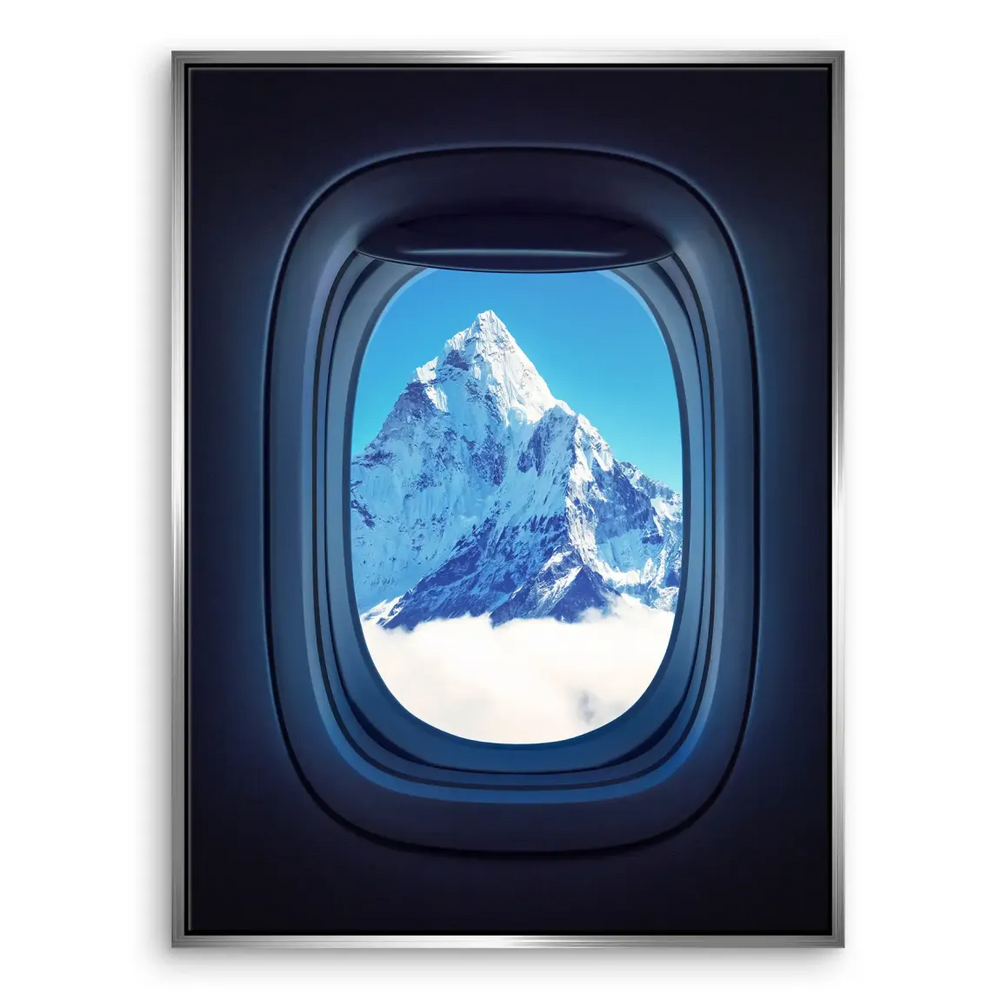 Contemporary wall art showcasing a window view of Everest