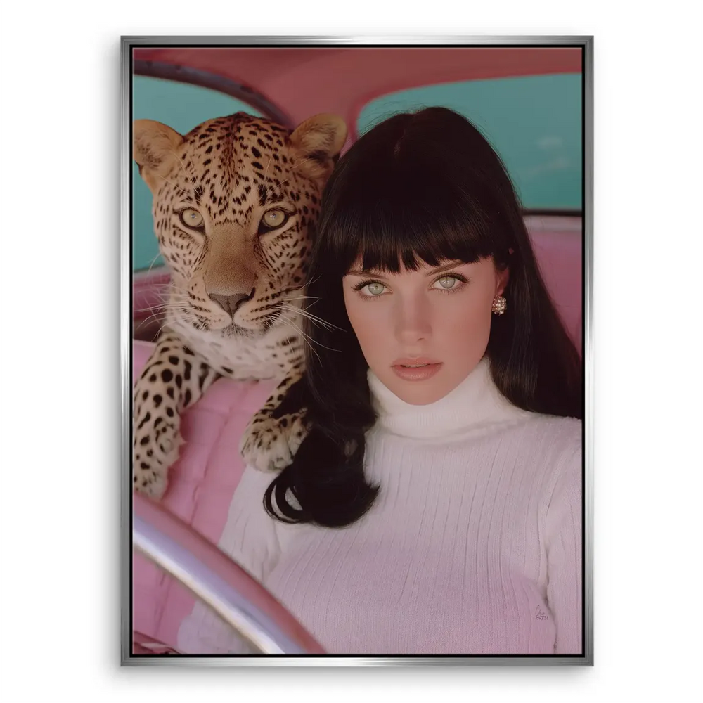 Leopard Diva Leinwand Bild Hochwertige Druckqualität auf Leinwand
