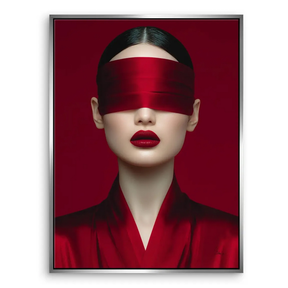 Red blindfold art for living room or bedroom decor