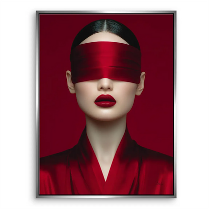 Red blindfold art for living room or bedroom decor