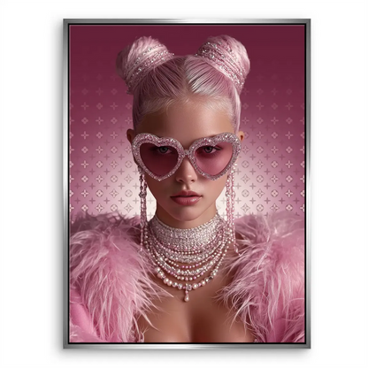 Bold pink and silver canvas art designed for statement walls.