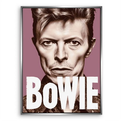 High-contrast Bowie portrait art with a soft background vignette.