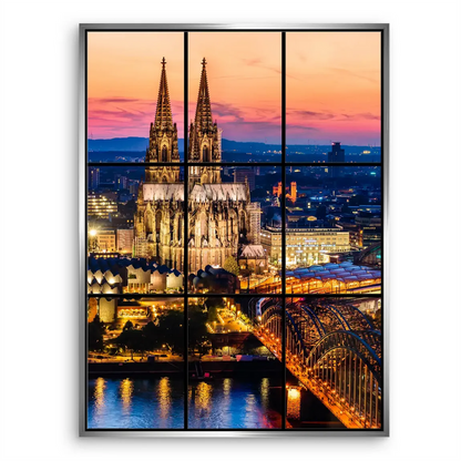 Contemporary wall art of Cologne city center for living room or office