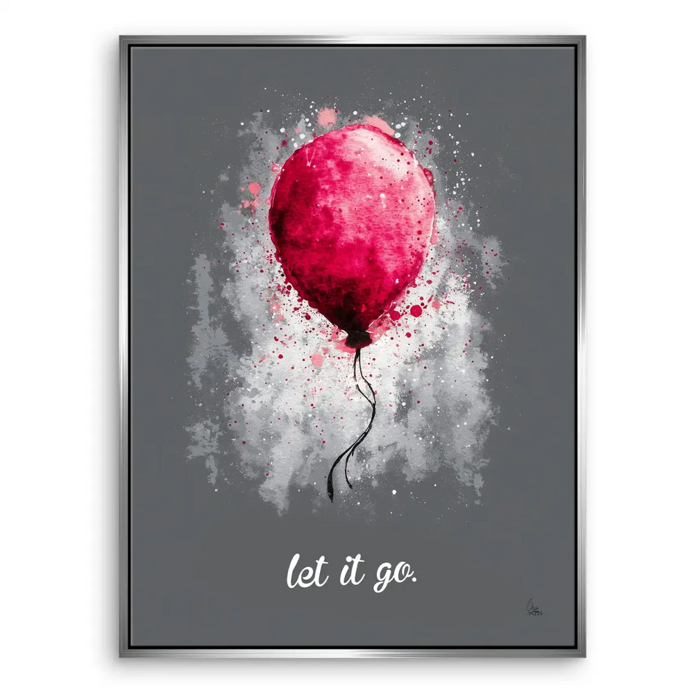 Abstract modern art featuring a single red balloon