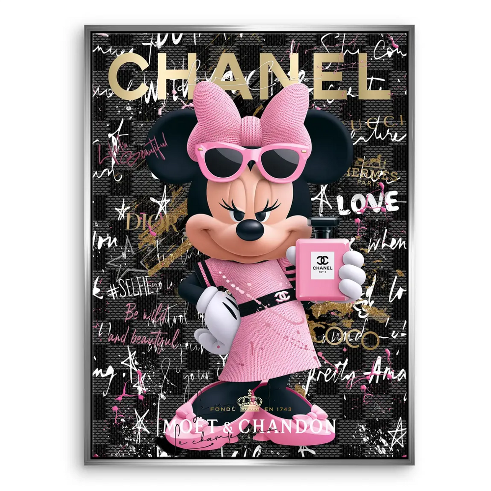 Modern living room statement art blending fashion and street art aesthetics.