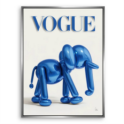 Bold fashion-forward canvas art with glossy blue elephant