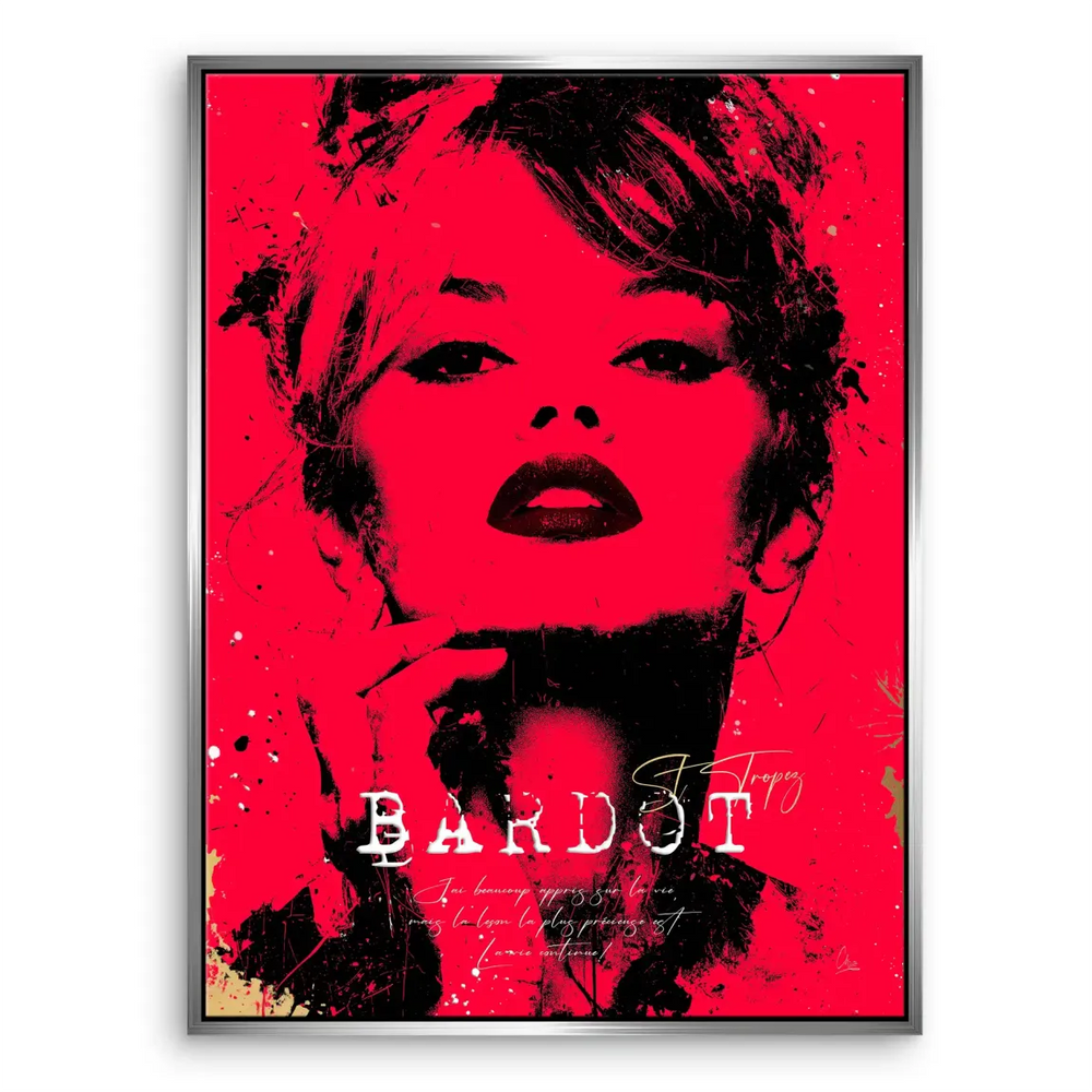 High-contrast red and black canvas print with dramatic design