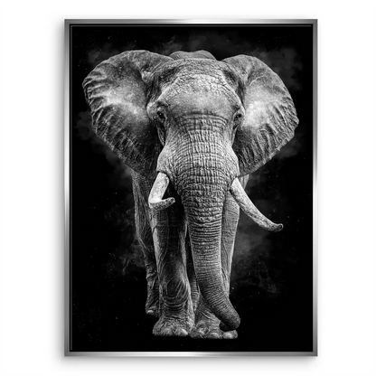 Bold black and white elephant wall art to enhance industrial interior spaces