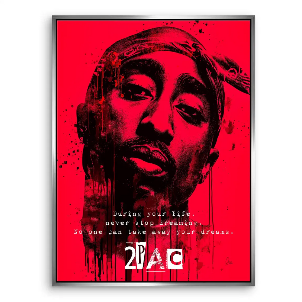 Red Legend Canvas Print – Tupac Portrait Wall Art in Graffiti Style - Image 7