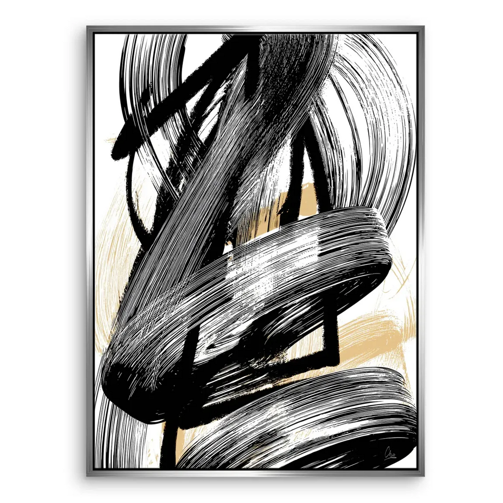 Monochrome art with warm beige accents