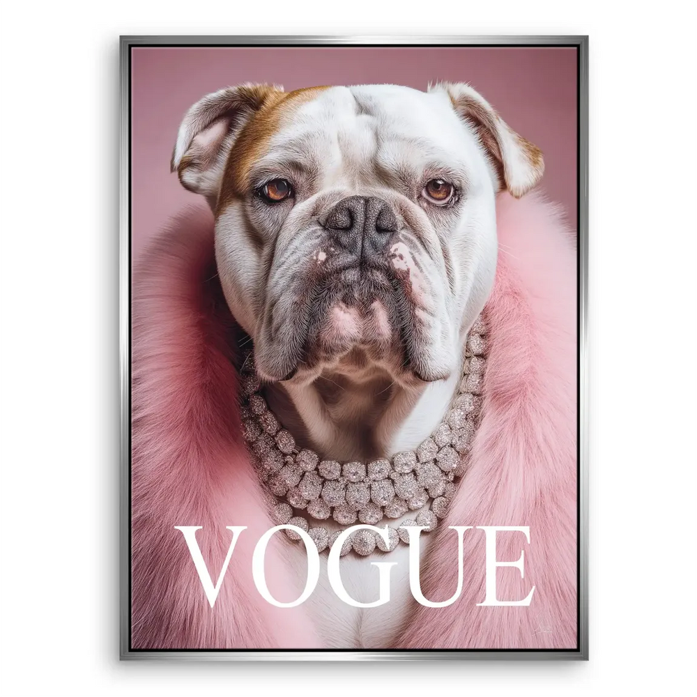 Contemporary living room-ready bulldog Vogue canvas for dressing areas.