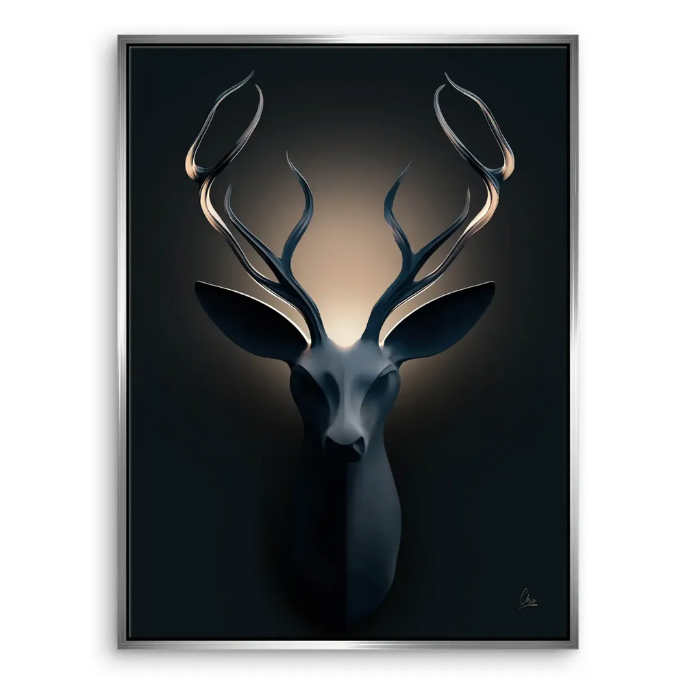 Scandinavian inspired deer wall art with warm backlight