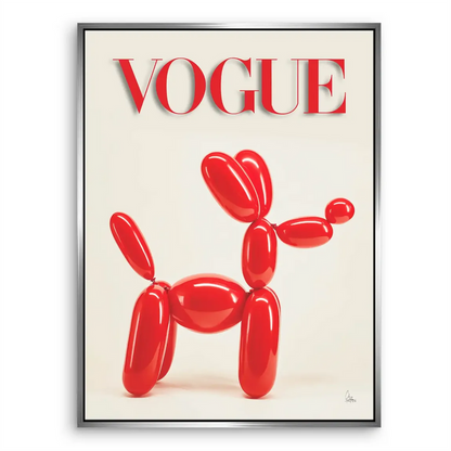 Balloon Dog Couture Canvas Art – Red Vogue Logo Pop Wall Decor - Image 6
