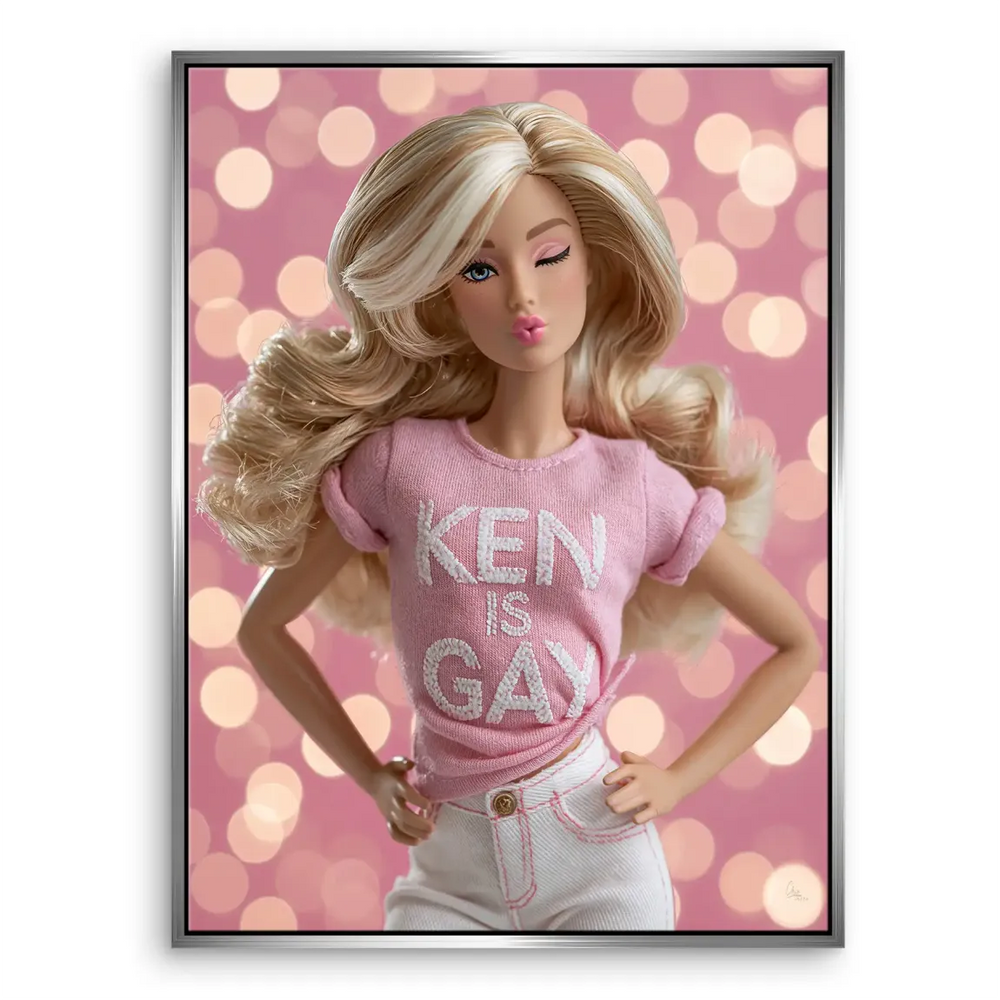 Barbie Ken is Gay Canvas Art - Bold Pink Pop Art Wall Decor - Image 7