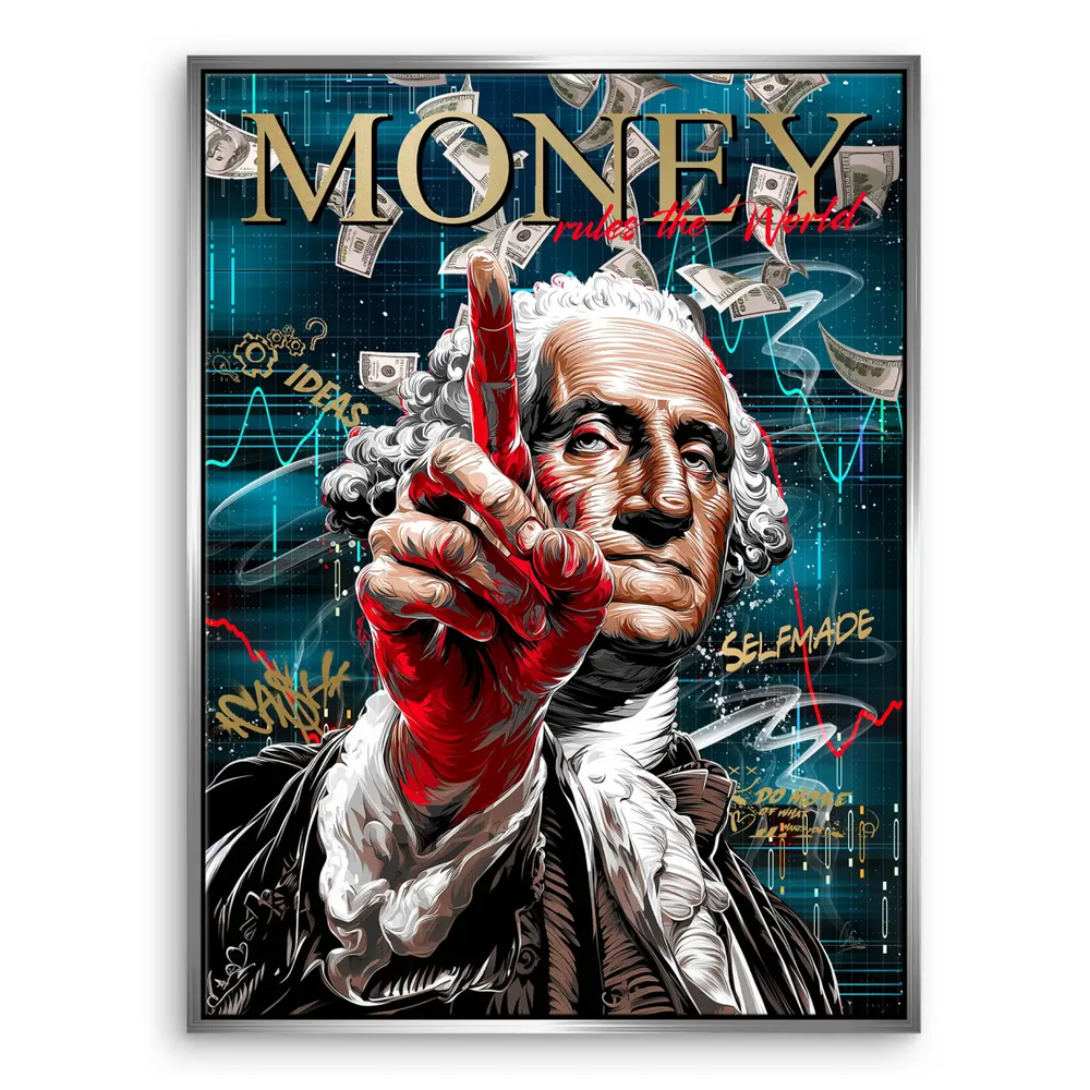 Industrial-modern wall art suitable for living rooms and workspaces seeking financial ambition.