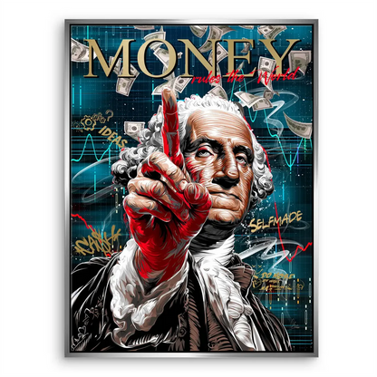 Industrial-modern wall art suitable for living rooms and workspaces seeking financial ambition.