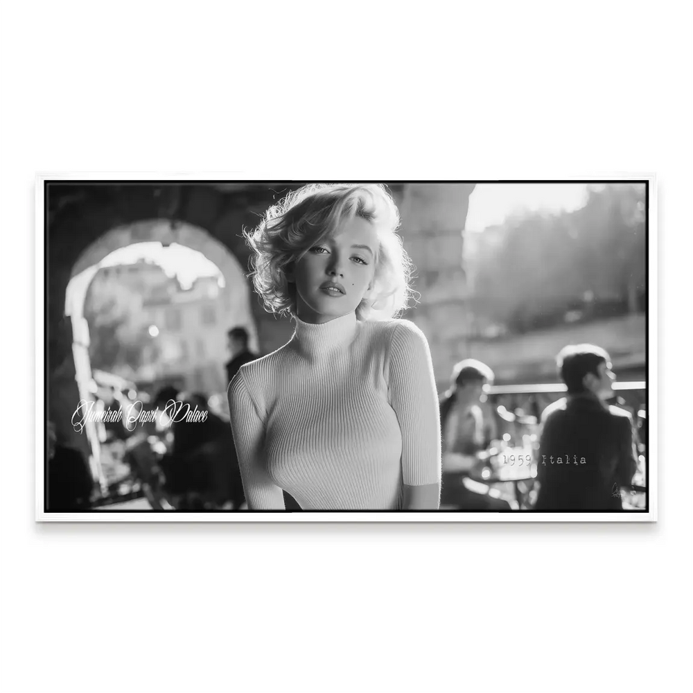 Marilyn Monroe Italy Canvas Picture – Classic Black & White Wall Art - Image 5