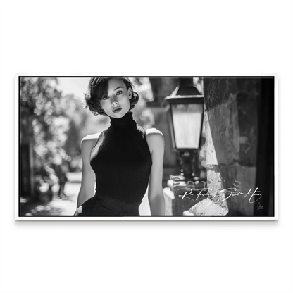 Vintage-inspired female portrait art print for living room