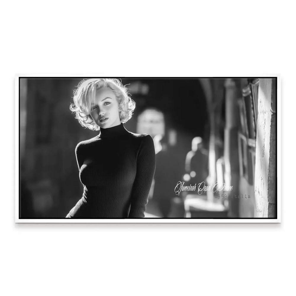 Monochrome wall art capturing nostalgic 1950s Capri atmosphere