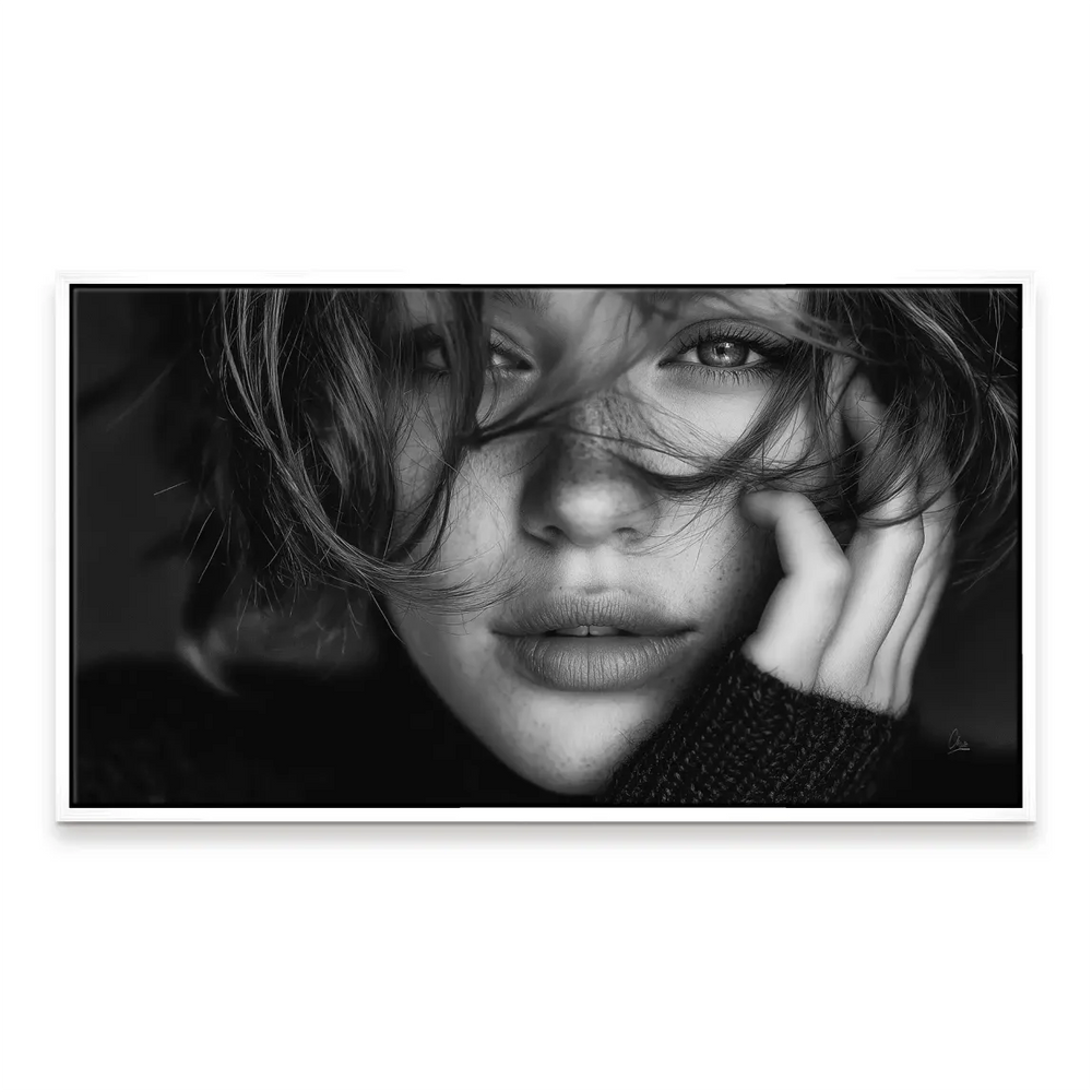 Timeless wall art: intimate portrait with soft light and expressive eyes