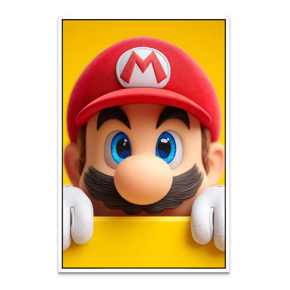 Pop Graffiti Mario canvas art showing the famous icon in high-contrast colors.