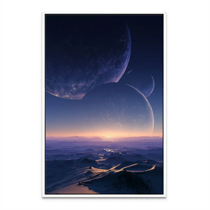 Overall serene, wondrous atmosphere in contemporary wall art.