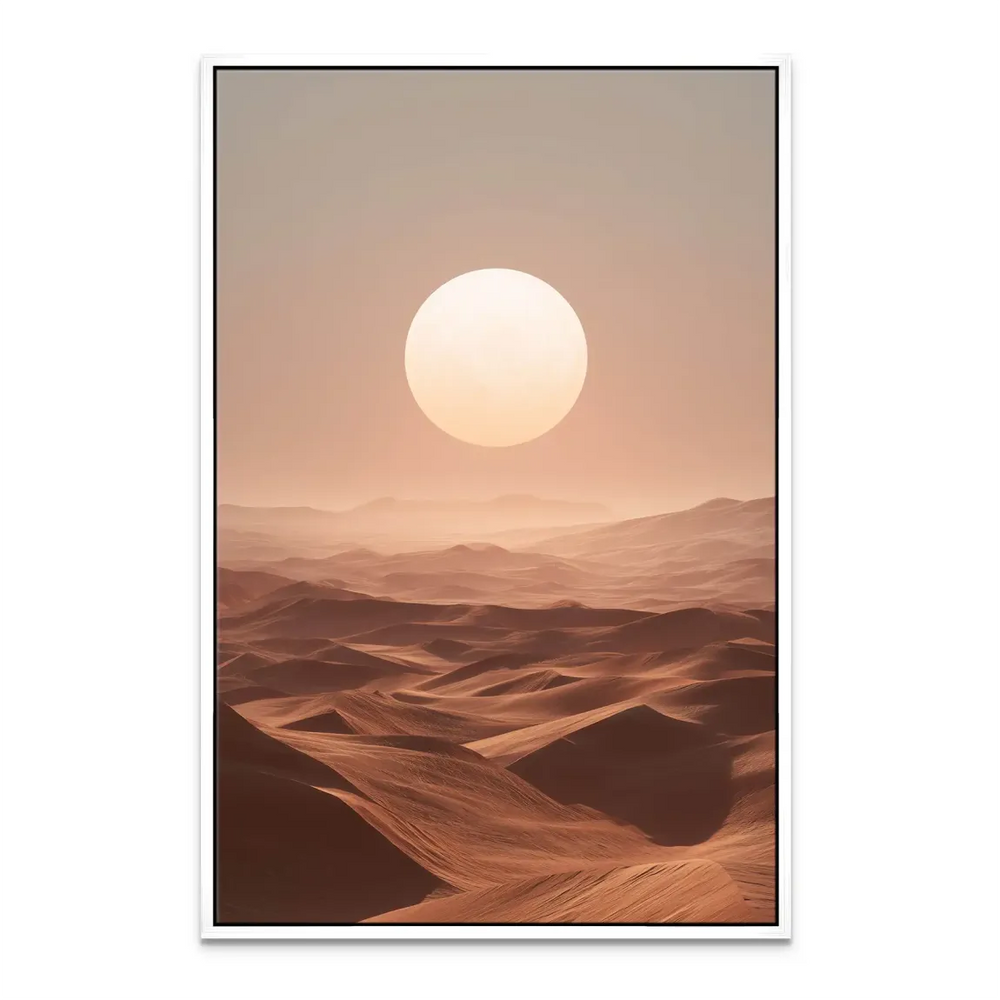 Minimalist desert scene suited for modern or bohemian interiors.