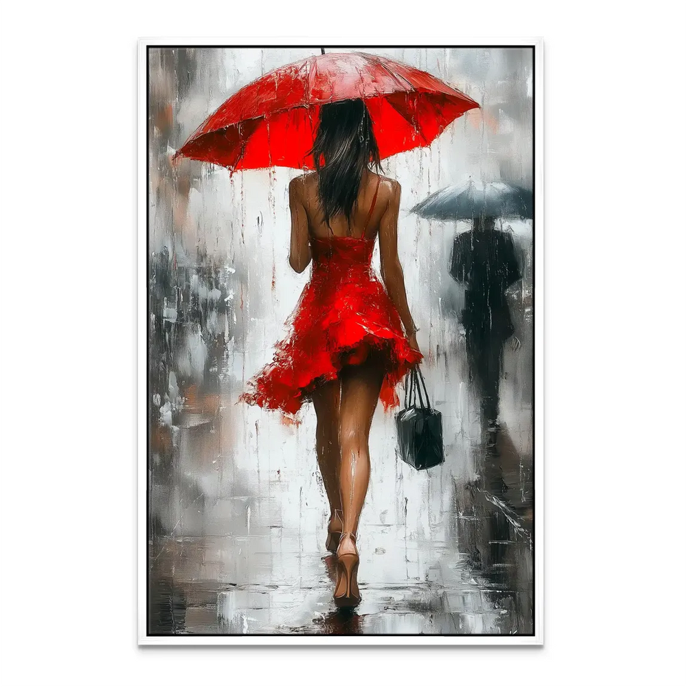 Modern canvas painting ideal for living rooms or hallways with a rainy city motif