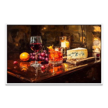 Dining room wall art blending classical still-life with contemporary flair.