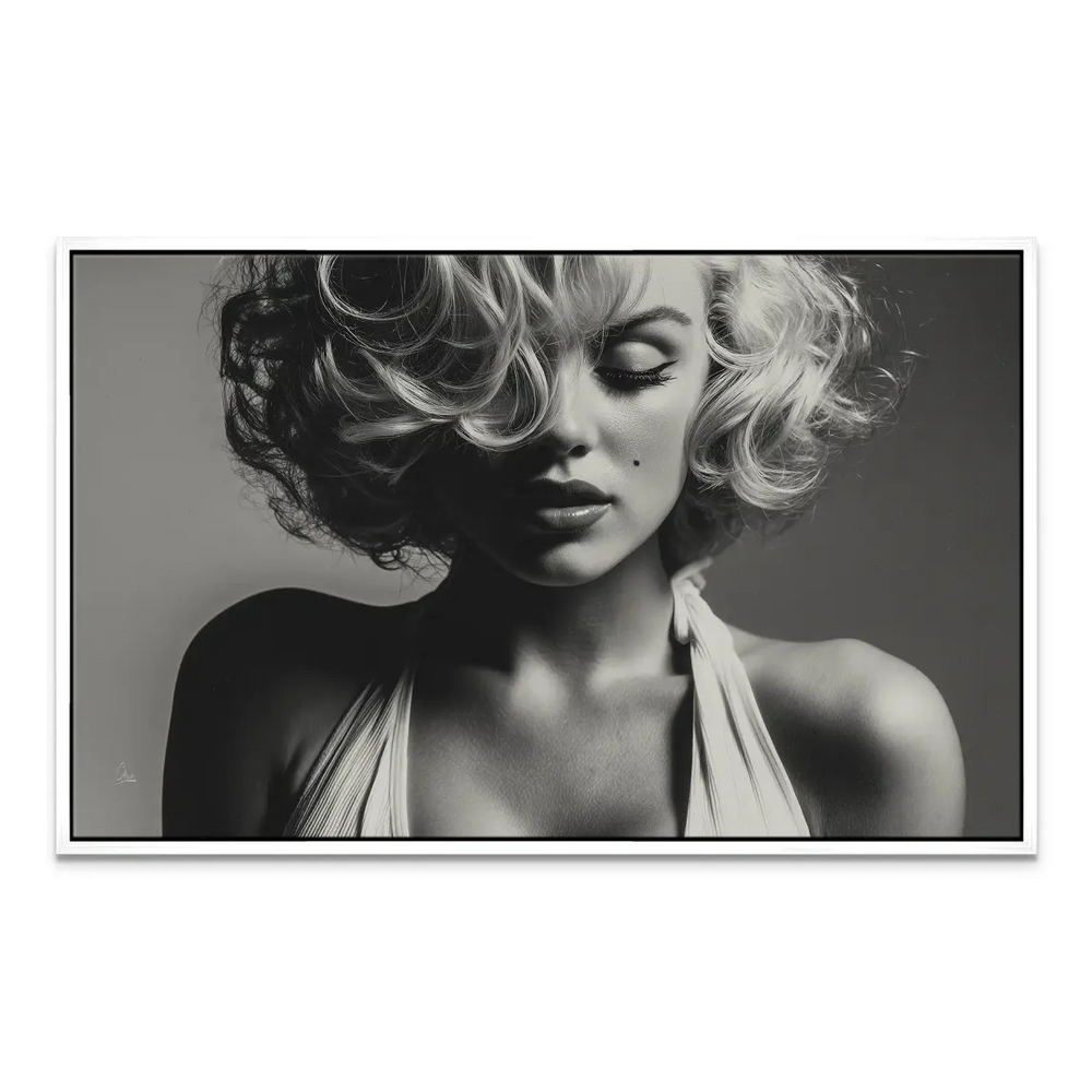 Timeless Marilyn Monroe wall art featuring classic Hollywood elegance in black and white