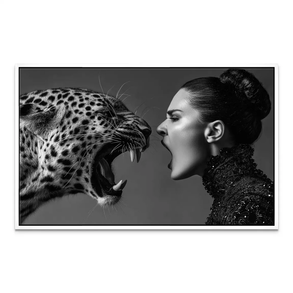 Fashion-inspired wildlife portrait on canvas for contemporary spaces.