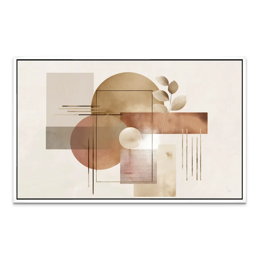 Modern minimalist canvas print featuring muted rose gold and earthy tones