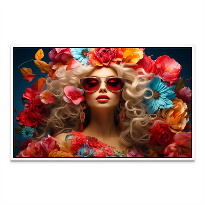 Eye-catching canvas print ideal for living rooms or bedrooms with vibrant flowers and fashion flair.