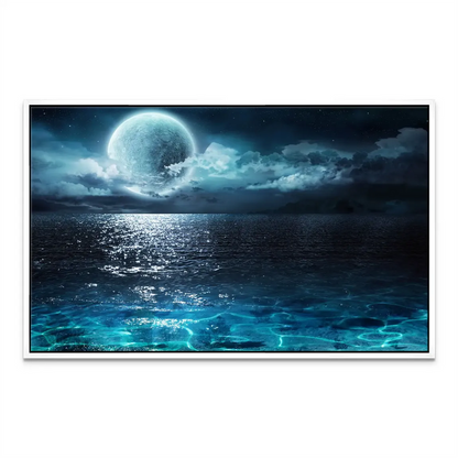Dreamy moonlit ocean landscape canvas for bedrooms or living spaces
