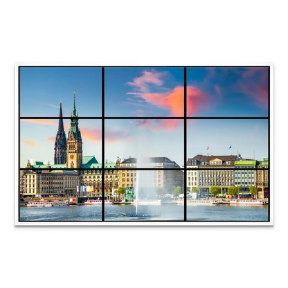 Cinematic cityscape of Hamburg that complements modern decor in bedrooms and lounges.