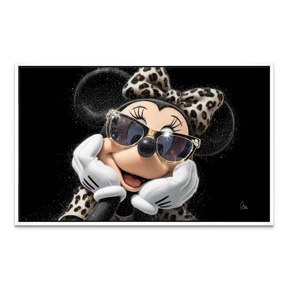 Minnie Mouse Chic Spark Canvas Wall Art Glam Leopard Bow - Image 7