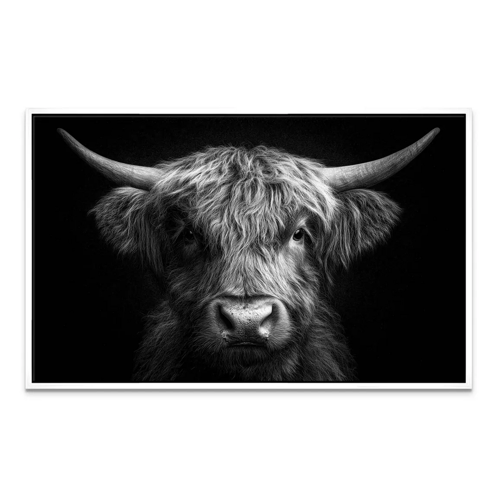 Noble Highland Cow Canvas Art - Black & White Wall Decor - Image 8