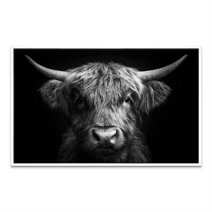 Noble Highland Cow Canvas Art - Black & White Wall Decor - Image 8