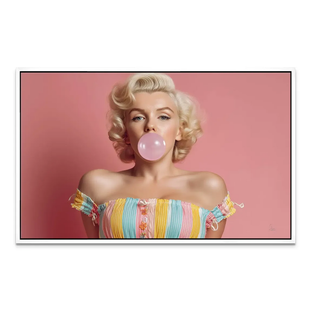 Stylish pop-art wall piece blending classic Hollywood glamour with playful colors.