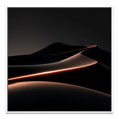 Elegant abstract landscape in black tones with a vivid copper-orange pathway