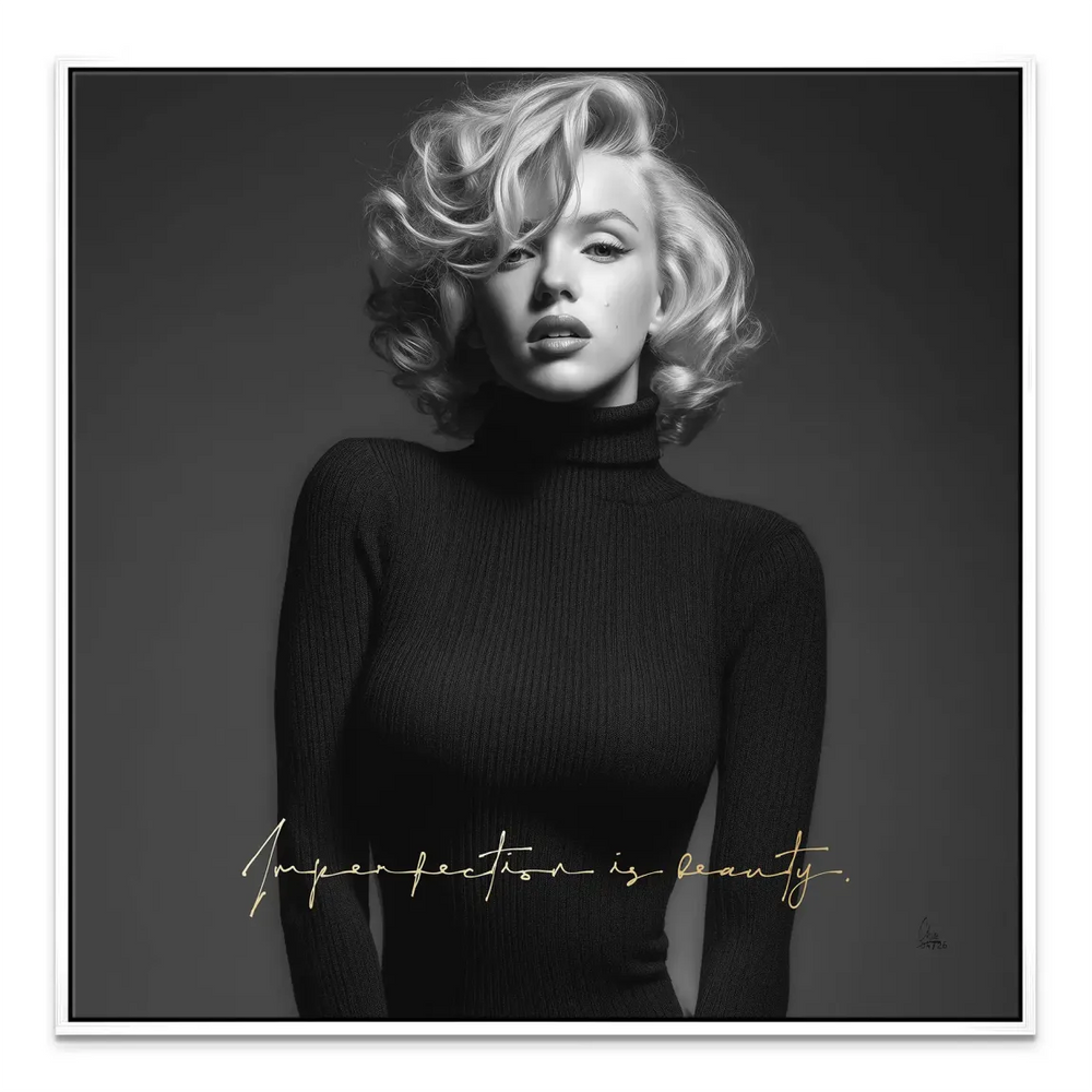 Marilyn Monroe Imperfection Canvas Portrait - Iconic B&W Wall Art - Image 8