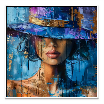 Elegant wall art piece featuring a mysterious female portrait for chic interiors