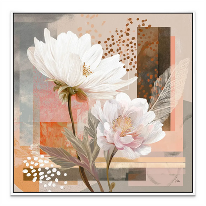 Contemporary floral art blending botanical realism with painterly abstraction for chic interiors.