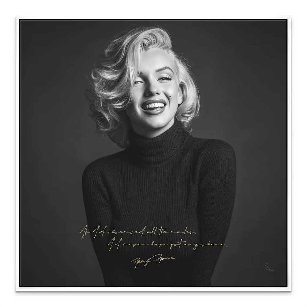 Marilyn Monroe Smile Canvas Art - Black & White Portrait - Image 7