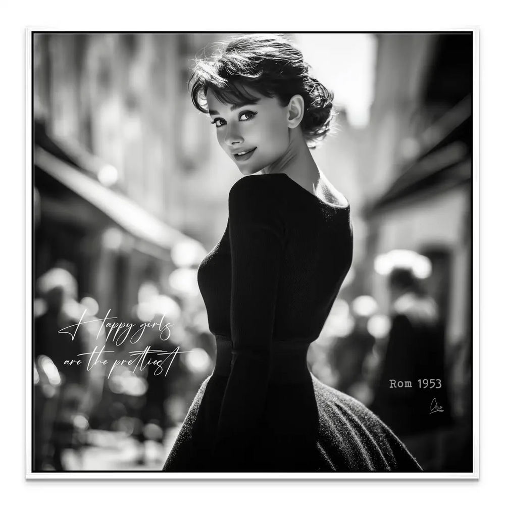 Softly blurred Rome street scene backdrop on canvas