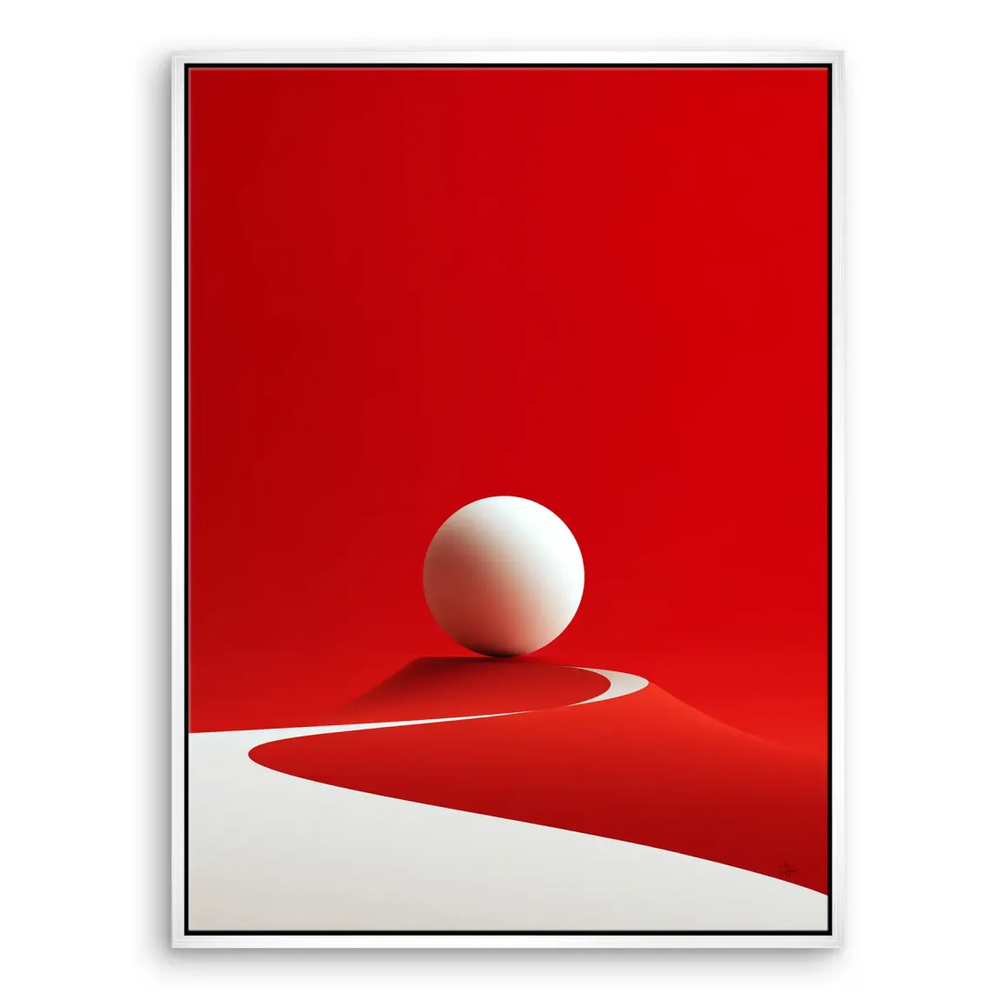 Bold red and white abstract canvas focal point for modern interiors
