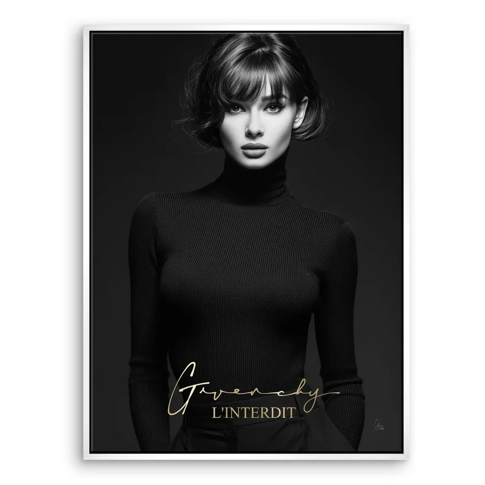 Black canvas art with refined lines and gold typography for a sophisticated look