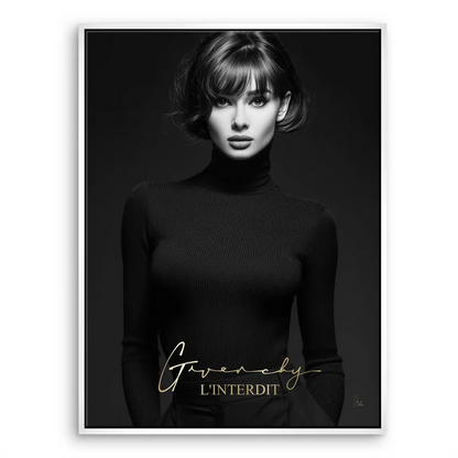 Black canvas art with refined lines and gold typography for a sophisticated look